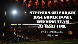 Steelers celebrate 50th Anniversary of Super Bowl IX at halftime  Pittsburgh Steelers [upl. by Eojyllib]