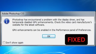 Fix Photoshop Has Encounteres a Problem With The Display Driver In Windows [upl. by Rodd190]