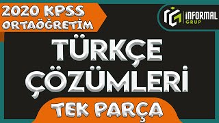 2020 KPSS Ortaöğretim Türkçe Soruları ve Çözümleri  TEK PARÇA [upl. by Patti959]