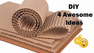 DIY  4 Awesome Cardboard Craft Ideas  Best out of waste [upl. by Kiefer]