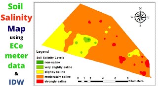 Soil Salinity Map using Electrical ConductivityEC meter data in ArcGIS  IDW interpolation method [upl. by Enelam]