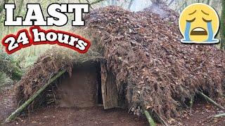 LAST VID 24 HOUR OVERNIGHT CHALLENGE IN THE WILDERNESS  OVERNIGHT IN THE WOODS SURVIVAL FORT [upl. by Birdt468]