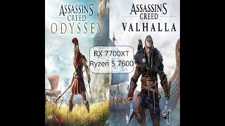 Assassins Creed OdysseyValhalla RX 7700XT Ryzen 5 7600 1080p Only Max settings test [upl. by Nivart]