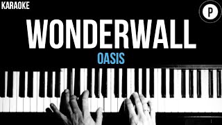 Oasis  Wonderwall Karaoke SLOWER Acoustic Piano Instrumental Cover Lyrics [upl. by Marianna]