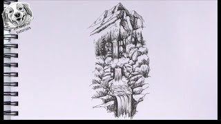 How to draw Mountains Landspace  follow along drawing lesson [upl. by Senhauser441]