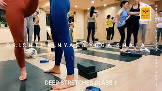 Deep Stretches Class 1 in Drishti Vinyasa Yoga Shala [upl. by Milak]