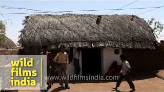 Thatched roof of mud hut  India [upl. by Ayomat]