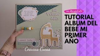 TUTORIAL álbum bebé mi primer año scrapbooking Como encuadernar con tela [upl. by Anahsal554]