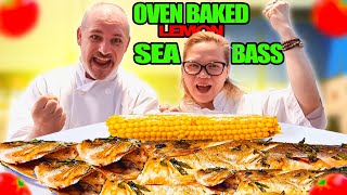 Oven Baked Lemon Sea Bass  How to make sea bass with garlic lemon butter sauce recipe [upl. by Haines787]