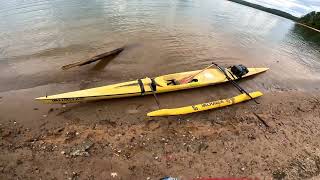 Paddling Outrigger Canoe To An Island On Lake Hartwell [upl. by Paule257]