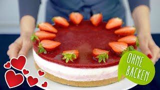 🍓Erdbeer Mascarpone Torte ohne Backen  No Bake Cake  Kuchen ohne Backen [upl. by Wulf]