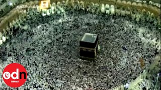 Breathtaking Night Aerials Show Pilgrims Circle Kaaba in Mecca [upl. by Manup]