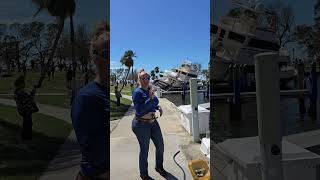 beached boat at the Sarasota bay hurricanemilton hurricane damage aftermath Florida coastline [upl. by Colwell]