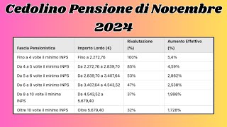 🚨CEDOLINI NOVEMBRE 2024 USCITI🔥 PENSIONE Data di pagamento Aumento [upl. by Okomot577]