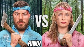 Men Vs Women Survive The Wilderness For 500000 In Hindi  Mrbeast New Video  MrBeast [upl. by Wiener]