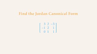 Jordan Canonical Form of a 3x3 Matrix [upl. by Corso194]