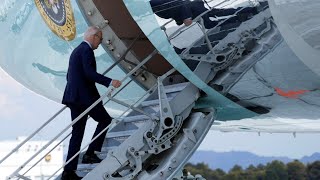 Joe Biden ‘struggles’ to walk up Air Force One stairs after testing positive for COVID [upl. by Ladd886]