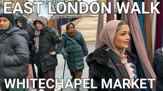 🇬🇧 East London Walking Tour Wandering through Whitechapel Market Multicultural London Suburb 4k [upl. by Atahs]