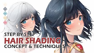 【TUTORIAL】Paint Digital Anime Hair With Me [upl. by Hgielah794]