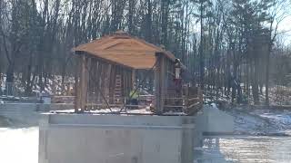 Covered Bridge rebuild Harpersfield Damn coveredbridge Damn winter [upl. by Corena]