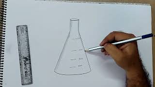 how to draw erlenmeyer flask I how to draw conical flask I how to draw flask [upl. by Releehw]