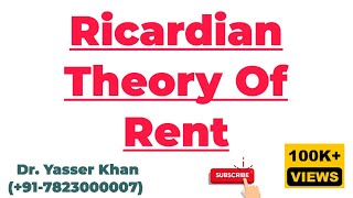 Ricardian Theory Of Rent  Classical Theory Of Rent  David Ricardo  Ricadian Theory  Rent Theory [upl. by Stacee]