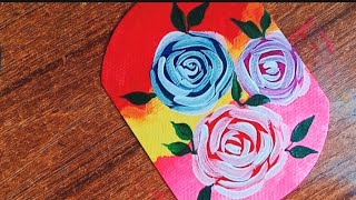 cute rose painting  acrylic paint  easy flower tutorial  easy flower painting [upl. by Airol]