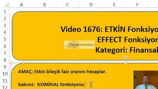 Excel ETKİN EFFECT Fonksiyonu [upl. by Ahsinyd]