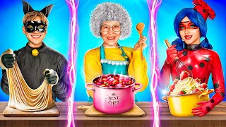 Grandma VS Ladybug VS Cat Noir Cooking Challenge Kitchen Hacks [upl. by Haissem239]