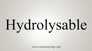 How To Say Hydrolysable [upl. by Tonl]