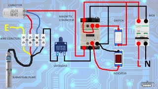 submersible water pump electrical connection in magnetic contactor [upl. by Nosnar]