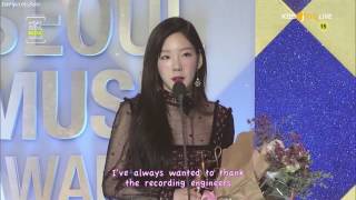 Eng sub 17019 Taeyeon  SMA Bonsang Award speech [upl. by Niamrej]