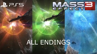 Mass Effect 3 Legendary Edition Remastered  All Four Main Endings 1080p PS5 [upl. by Linzy741]