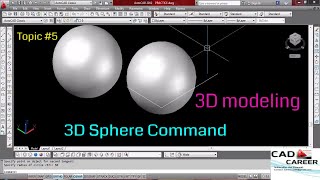 Autocad 3D modeling Sphere command  using 3D sphere command in Autocad [upl. by Jakoba643]