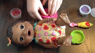 Baby Alive Super Snackin Lily Doll Unboxing and Feeding [upl. by Kamin]