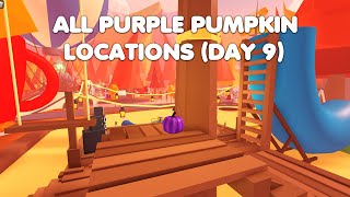 ALL PURPLE PUMPKIN LOCATIONS DAY 9 30 PUMPKINS in Adopt me [upl. by Loutitia]