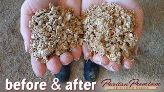 Equine Bedding Crumbles Hand Demo  Before amp After  Puritan Premium [upl. by Kitarp]