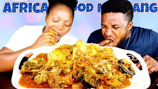 HILARIOUS ASMR MUKBANG  POUNDED YAM FUFU AND SEAFOOD OKRA SOUP WITH SNAIL [upl. by Calloway869]