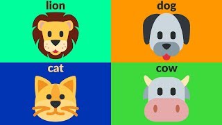 LEARN ANIMALS WITH EMOJIS  Animal Emojis for Kids Toddlers Kindergarten Children [upl. by Netsirhc461]