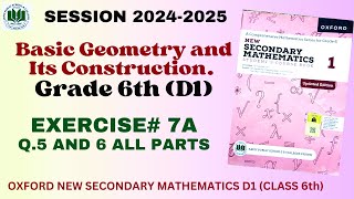 Ex 7A Q 5 and Q 6  Class 6 math d1  Basic geometry and its construction  Federal board [upl. by Riedel]