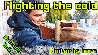 Bricklaying  Fighting the cold  Getting bricks laid 💪 renovation vlog extension [upl. by Tilla]