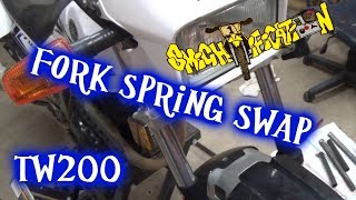 Changing fork springs  Yamaha TW200 [upl. by Etnad]