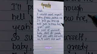 Greedy  tate mcrae lyrics lyrics greedy shortsfeed tatemcrae [upl. by Ecirbaf]