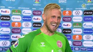 Kasper Schmeichel about Simon Kjær  He Is A Kind Of An Idol To All Of Us [upl. by Amalbena]