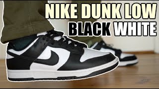 NIKE DUNK LOW BLACK WHITE REVIEW amp ON FEET  SIZING amp RESELL PREDICTIONS [upl. by Taft]