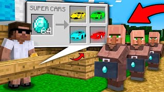 Selling SUPER CARS to Villagers in Minecraft 🚗🚗 [upl. by Yrakaz]