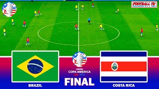 Brazil vs Costa Rica  Copa America Final  Full Match All Goals 2024  PES Gameplay PC [upl. by Oeflein10]