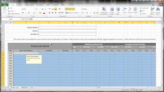 Excel 2010 Construction Punch List  Part V  Data Protection [upl. by Lebiram925]