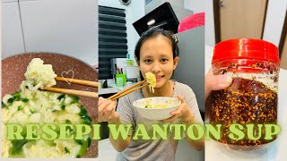 RESEPI WANTAN SUP amp CHILLI OIL HOMEMADE PALING SIMPLE DAN SEDAP [upl. by Oelak]