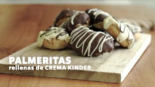 Palmeritas de hojaldre RELLENAS DE CREMA KINDER o de avellana ¡Adictivas [upl. by Attenaj]